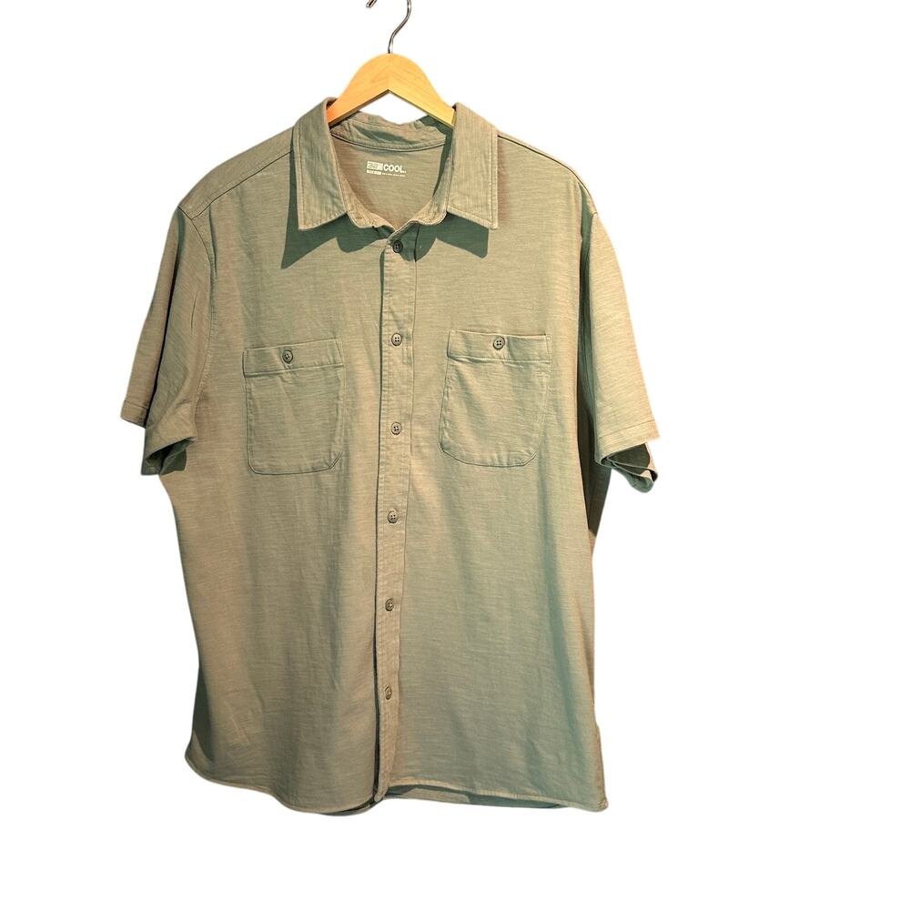 32 degree cool size XL button down knit shirt sage green comfy casual coastal